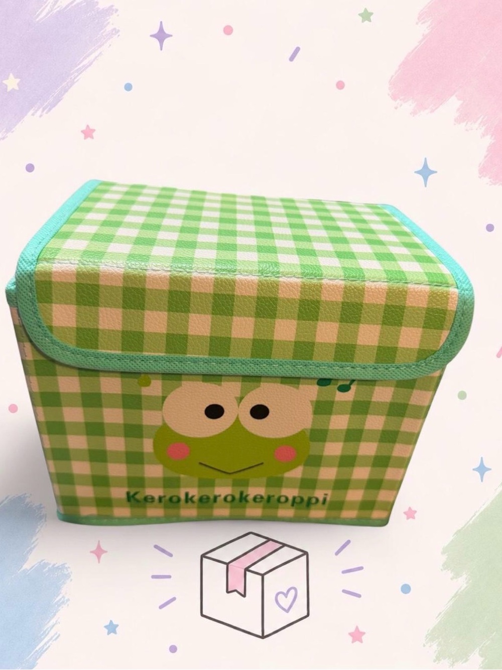 Kerokerokeroppi Green Gingham Storage Box